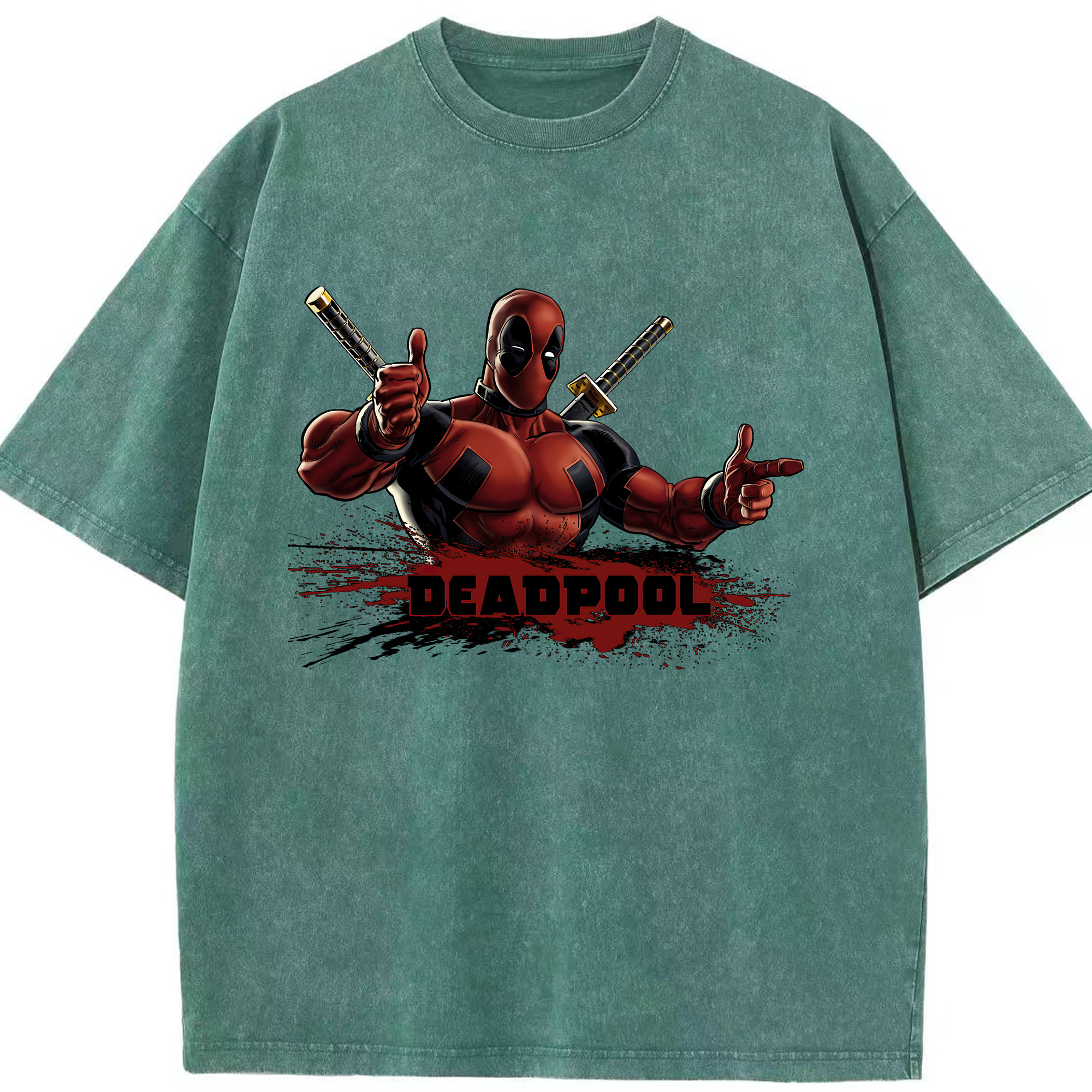 （画像用） Deadpool デッドプール 綿100% ヴィンテージ風 半袖Tシャツ（フロントプリント）